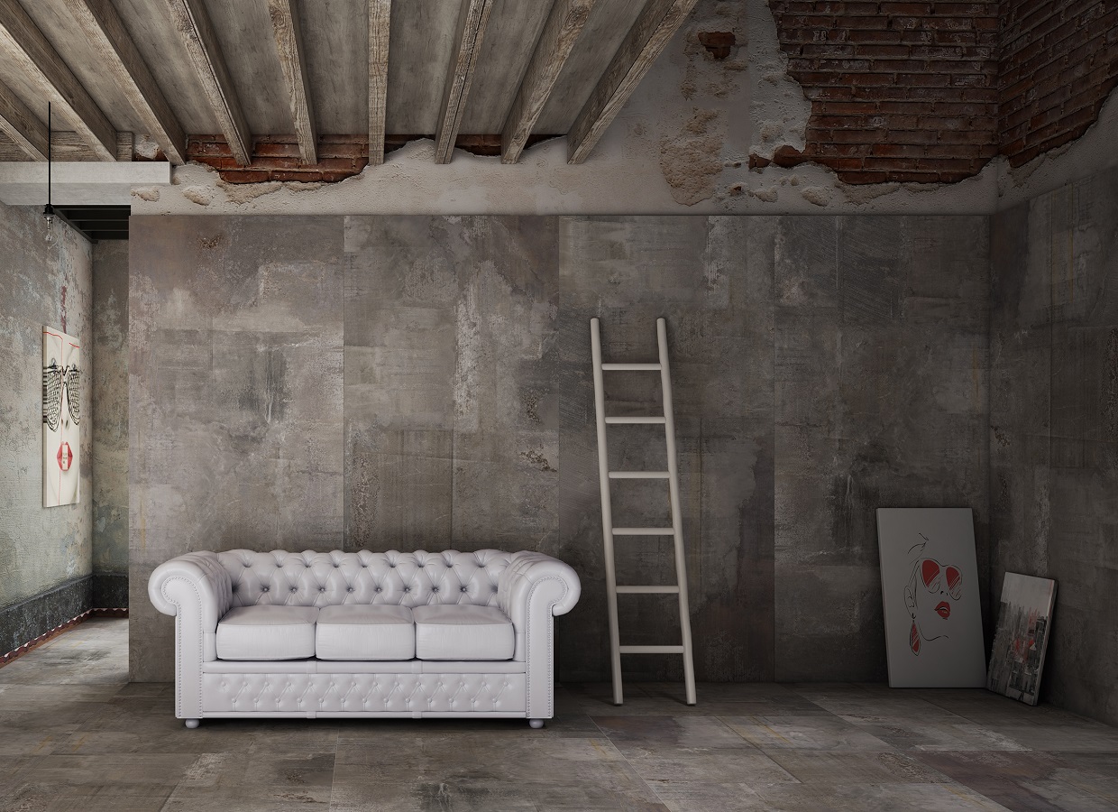 Плитка под бетон для стен: модная отделка стен в лофт-стиле