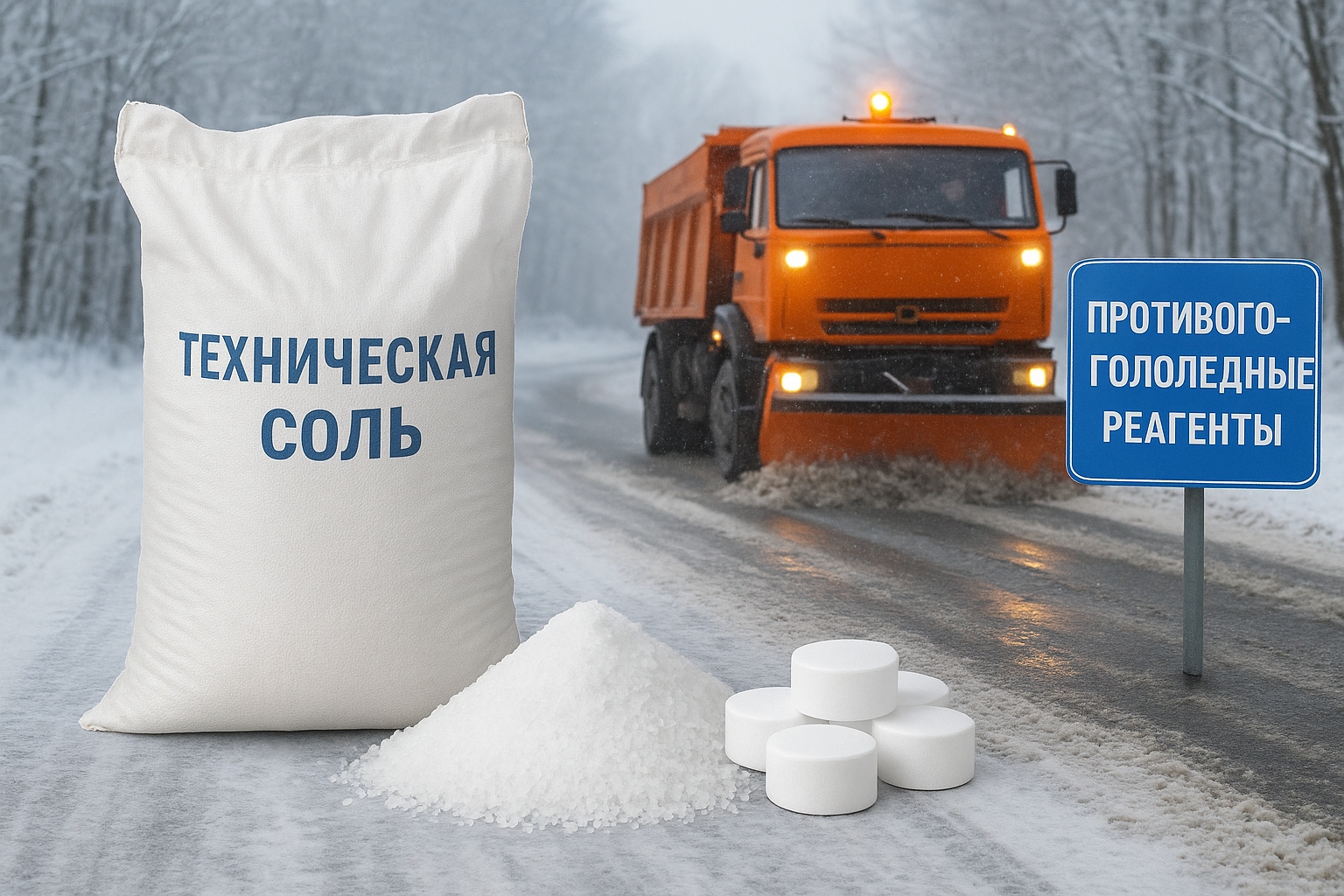 Техническая соль и противогололедные реагенты
