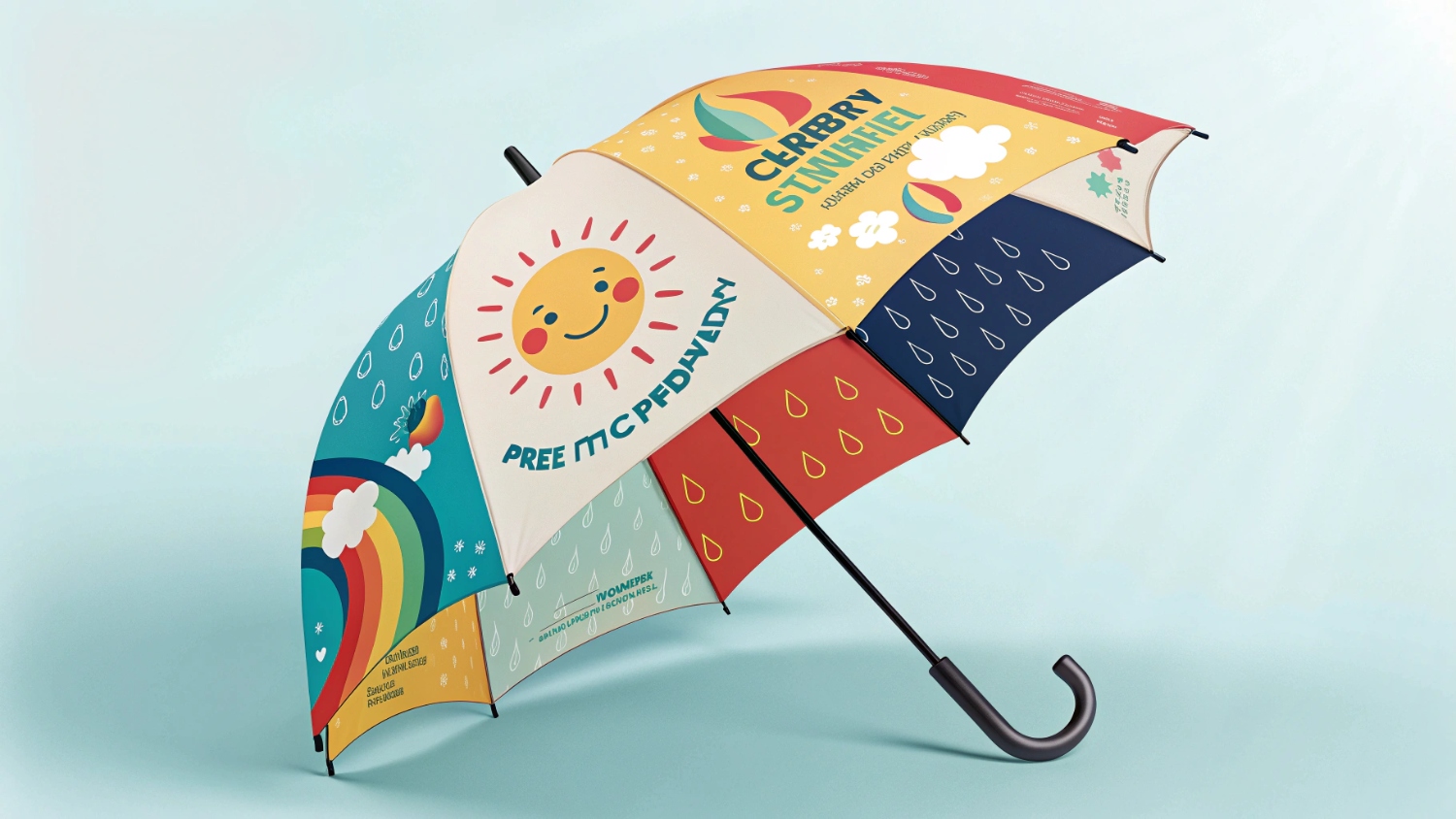 Зонт с позитивным рисунком и рекламой как эффективный промосувенир