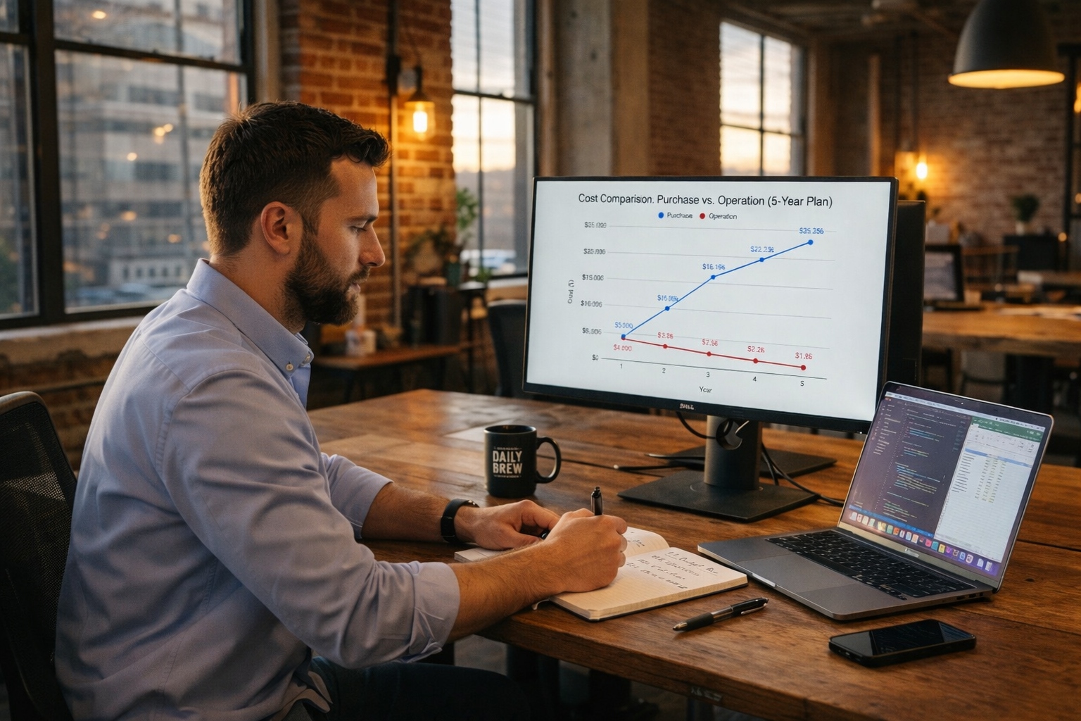 График ТСВ показывает, как эксплуатационные расходы превышают начальную стоимость.