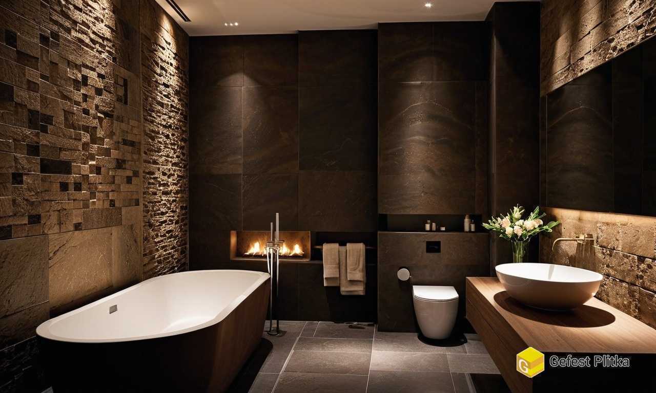 Дизайн санузла с плиткой под камень лучшие примеры