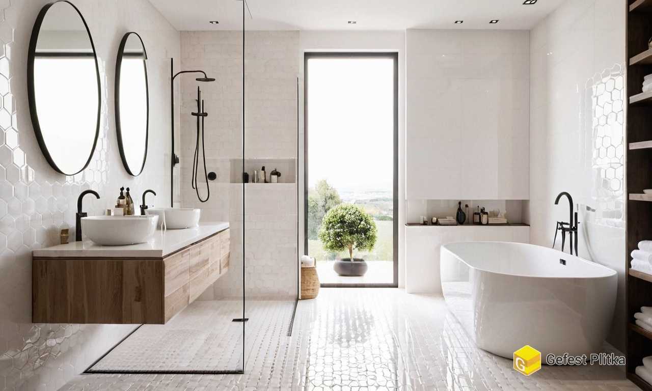 Дизайн ванной с глянцевой плиткой от классики до современности